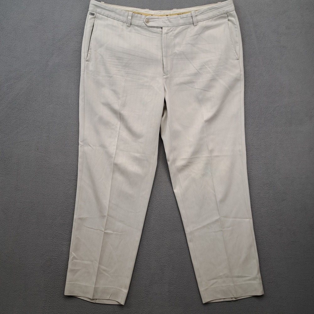Tommy Bahama Mens Silk Cotton Blend Dress Pants Khaki Tan 40x32 Pleated